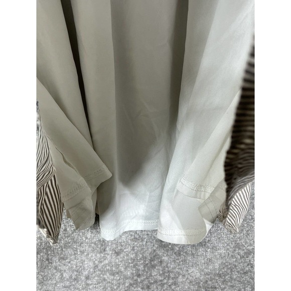 Old Navy Sleeveless Smocked Dress Womens Sz‎ Large Tall Striped White Gray Brown - Picture 11 of 16